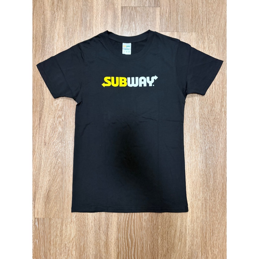 Subway Mens Black Graphic Logo Short Sleeve Employee Uniform T-Shirt Size Small